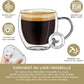 2 Verres à expresso à double paroi avec poignée, 100 ml