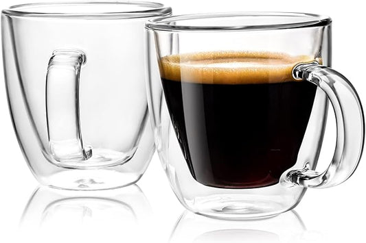 2 Verres à expresso à double paroi avec poignée, 100 ml